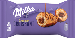 Milka Croissant Choco, rogalik z ciasta francuskiego z nadzieniem i polewą czekoladową - 50 g