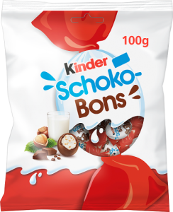 Kinder Schoko-Bons Czekoladki z mlecznej czekolady z nadzieniem mlecznym i orzechami laskowymi 100 g