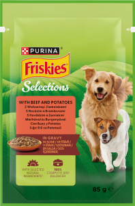 Friskies Selections Karma dla dorosłych psów w sosie z wołowiną i ziemniakami 85 g
