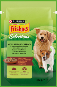 Friskies Selections Karma dla dorosłych kotów w sosie z jagnięciną i marchewką 85 g