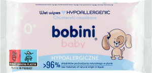 bobini Baby Chusteczki nawilżane hypoalergiczne 60 sztuk