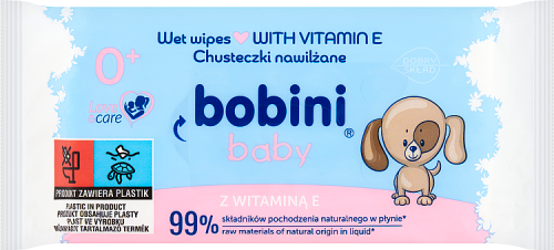 bobini Baby Chusteczki nawilżane z witaminą E 60 sztuk