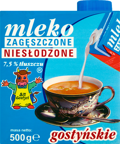 SM Gostyń Mleko gostyńskie zagęszczone niesłodzone 7,5 % tłuszczu 500 g