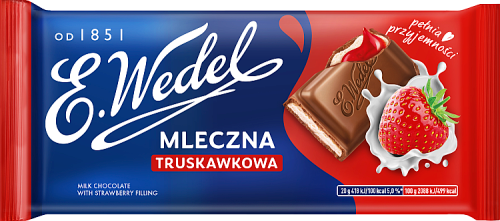E. Wedel Czekolada mleczna truskawkowa 100 g